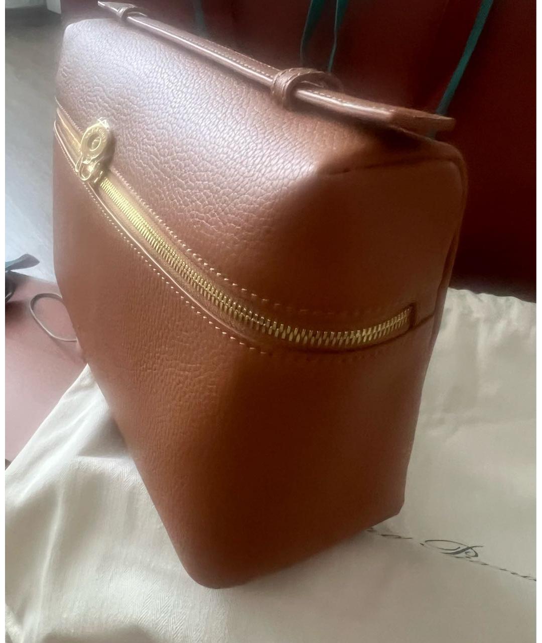 LORO PIANA Коричневая кожаная сумка через плечо, фото 3