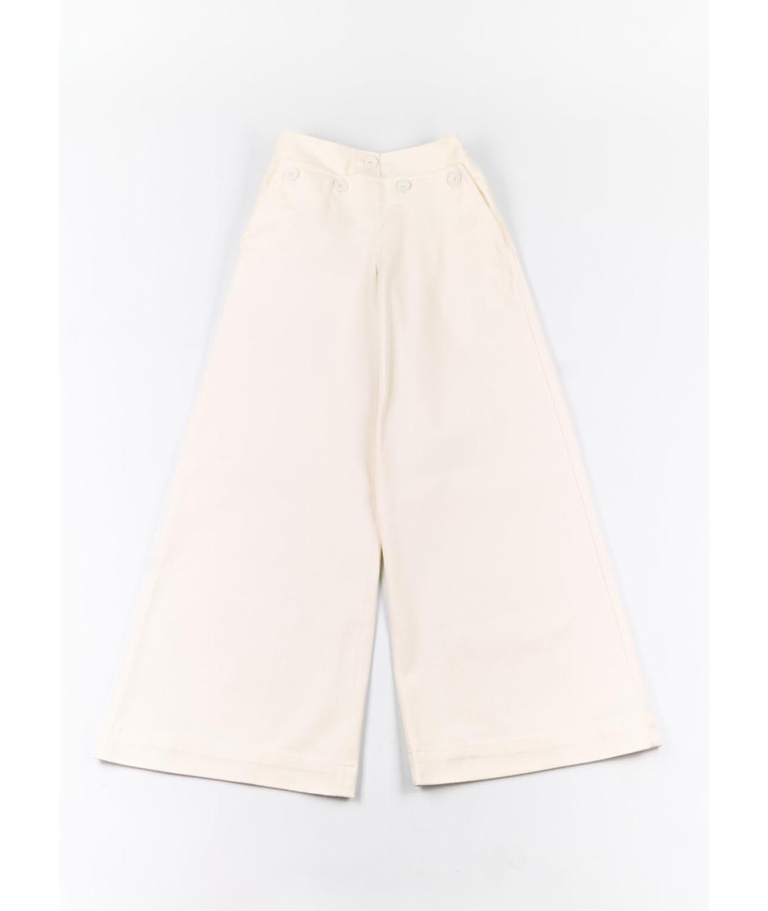 MAX MARA Белые хлопковые брюки широкие, фото 5