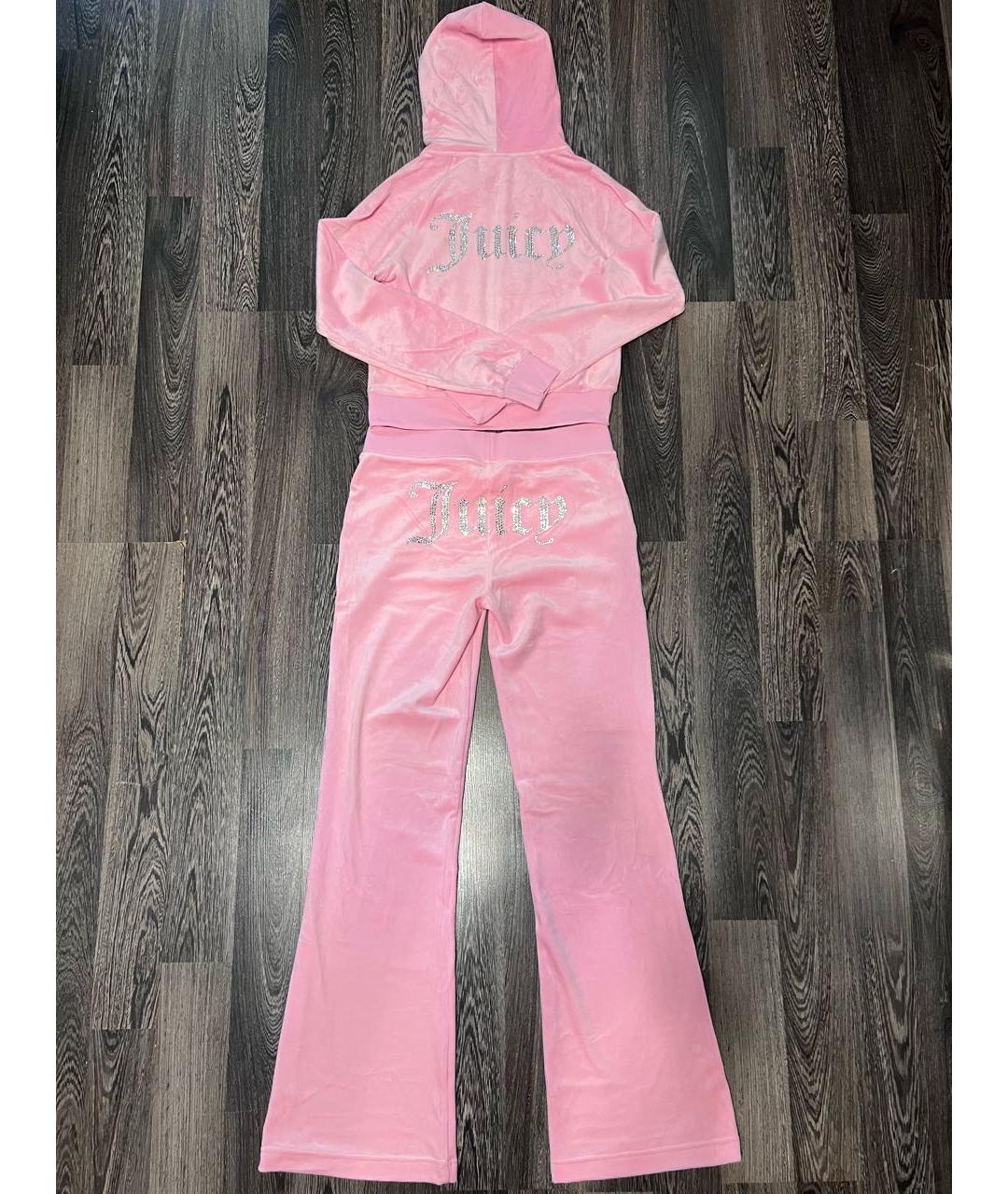 JUICY COUTURE Розовый велюровый костюм с брюками, фото 7