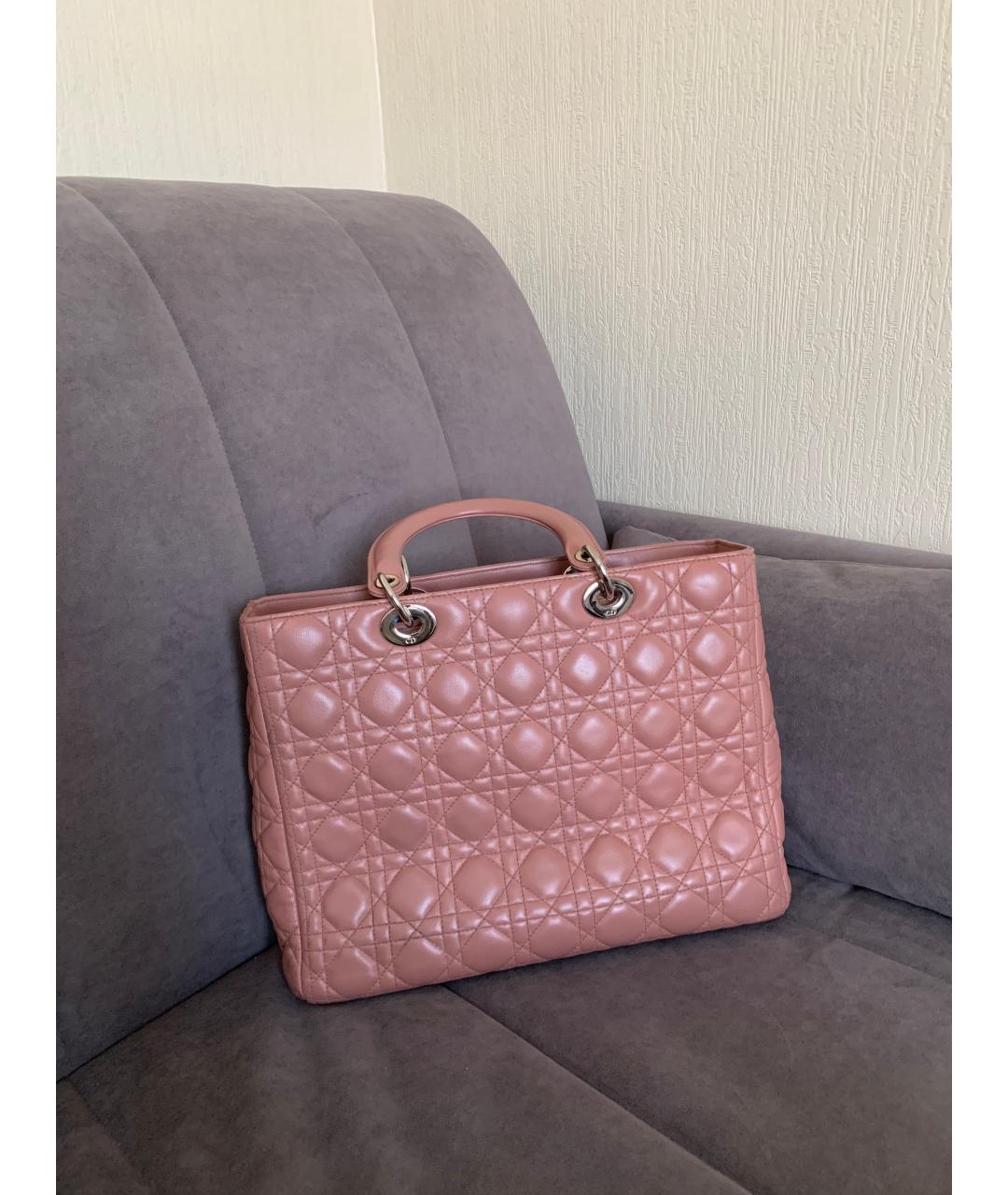 CHRISTIAN DIOR Розовая кожаная сумка с короткими ручками, фото 3