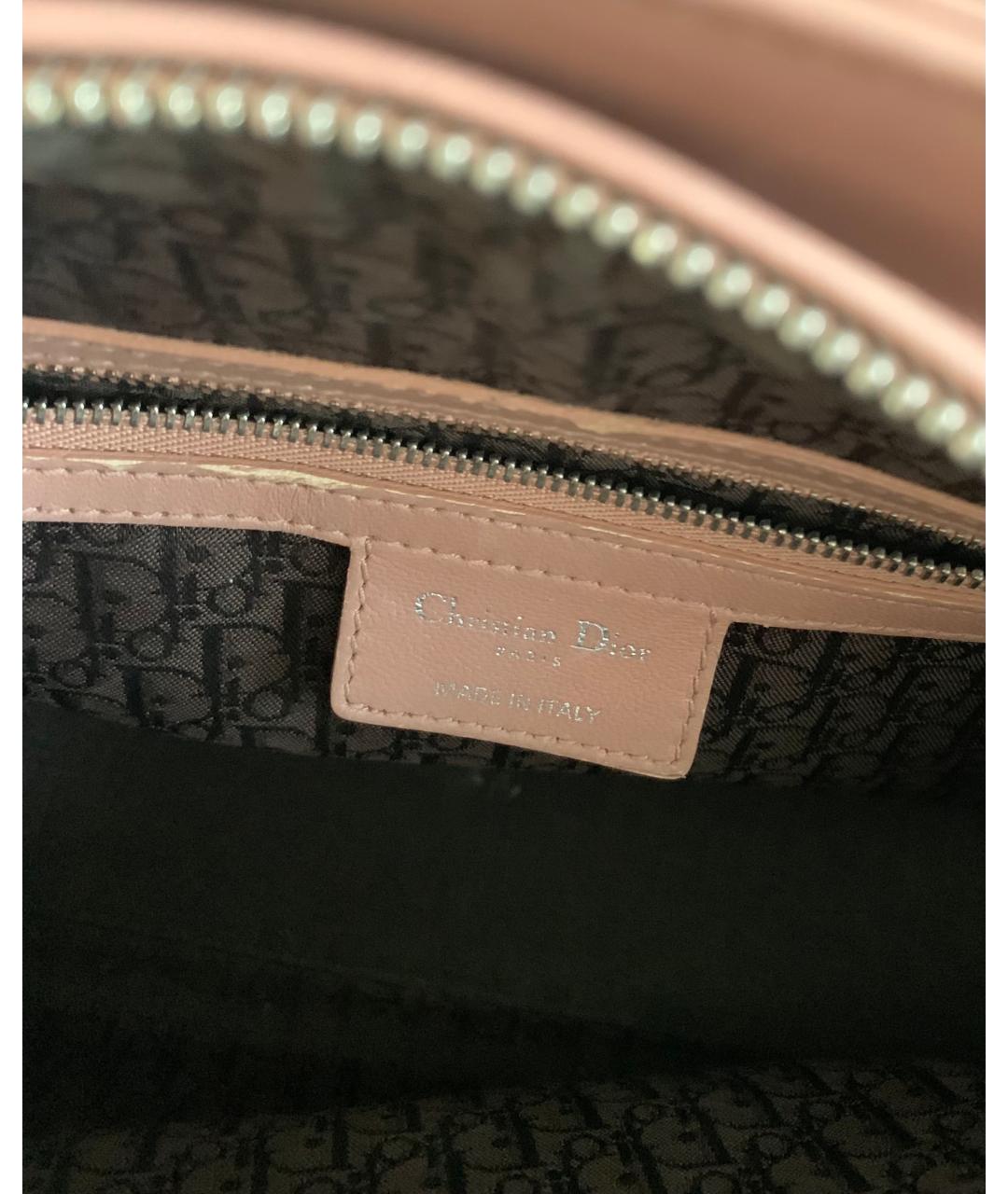 CHRISTIAN DIOR Розовая кожаная сумка с короткими ручками, фото 4