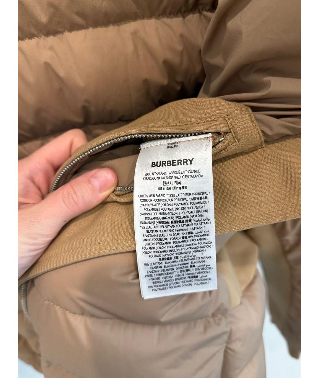 BURBERRY Бежевая полиэстеровая куртка, фото 7