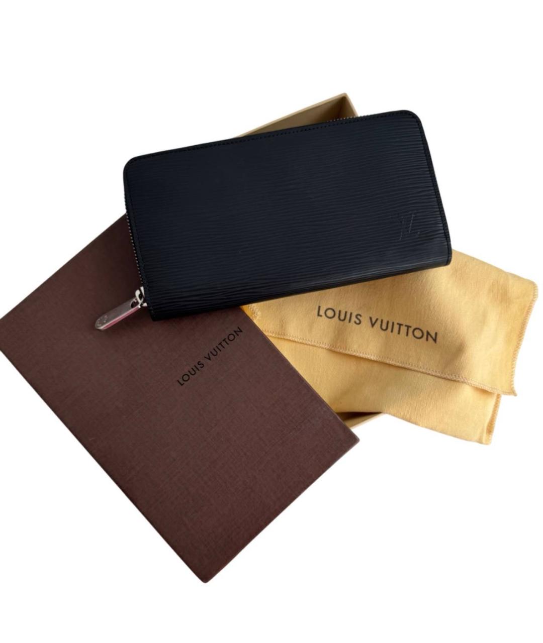 LOUIS VUITTON Черный кожаный кошелек, фото 6