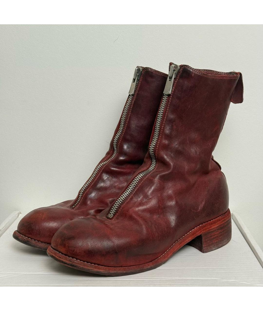 GUIDI Бордовые кожаные полусапоги, фото 6