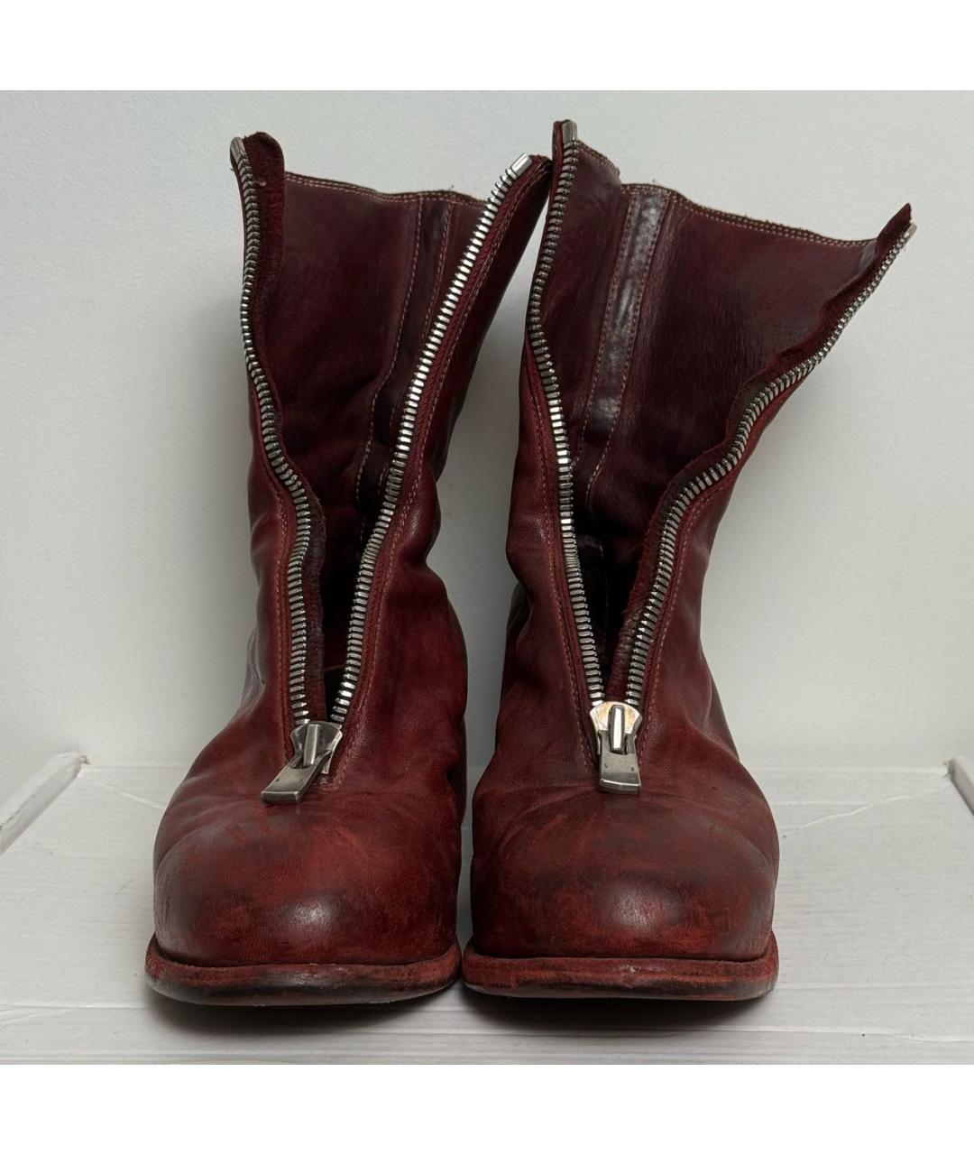 GUIDI Бордовые кожаные полусапоги, фото 4