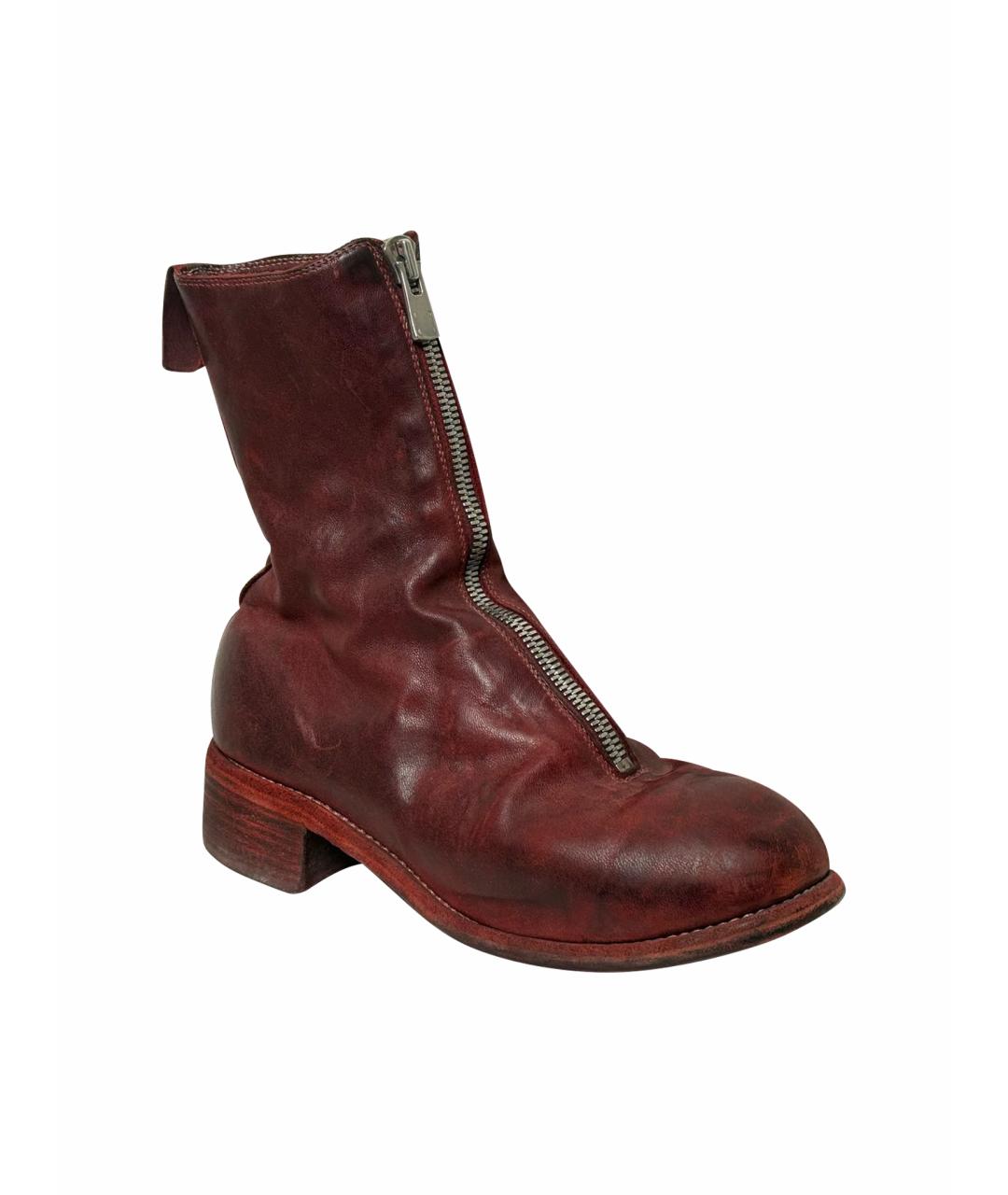 GUIDI Бордовые кожаные полусапоги, фото 1