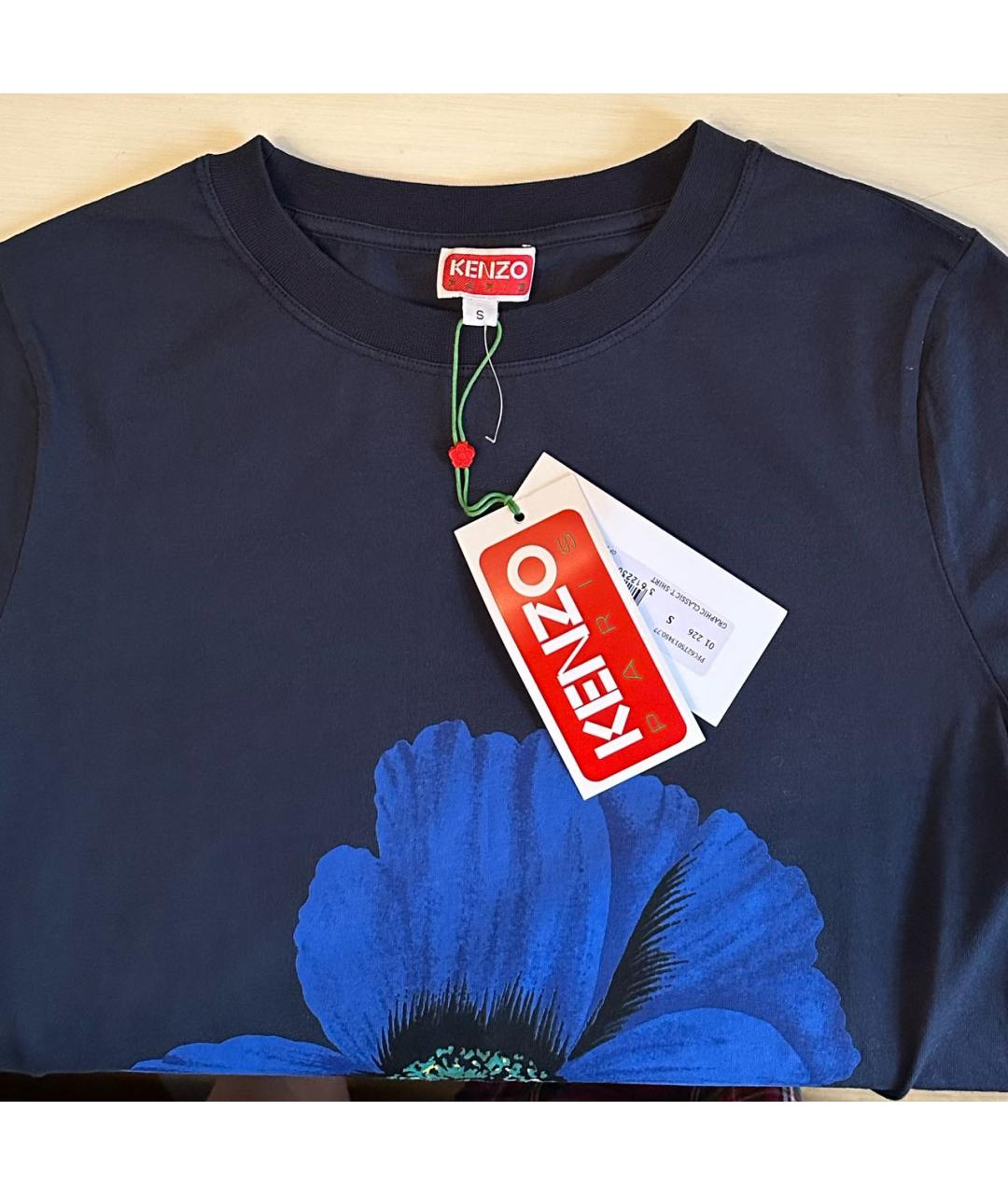 KENZO Темно-синяя хлопковая футболка, фото 3