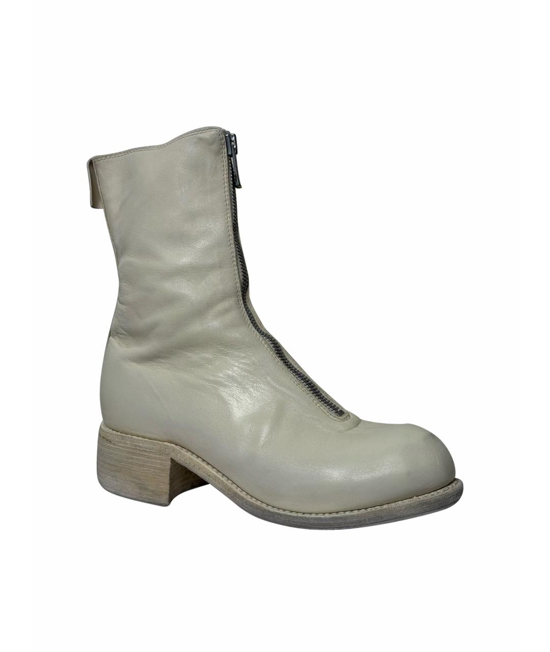 GUIDI Бежевые кожаные полусапоги, фото 1