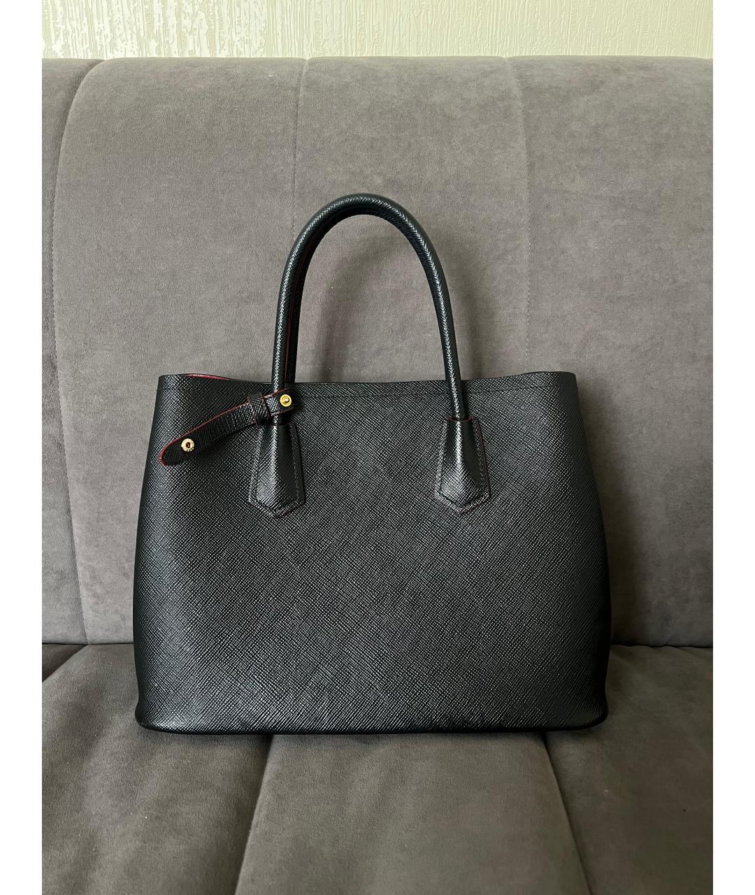 PRADA Черная кожаная сумка тоут, фото 4