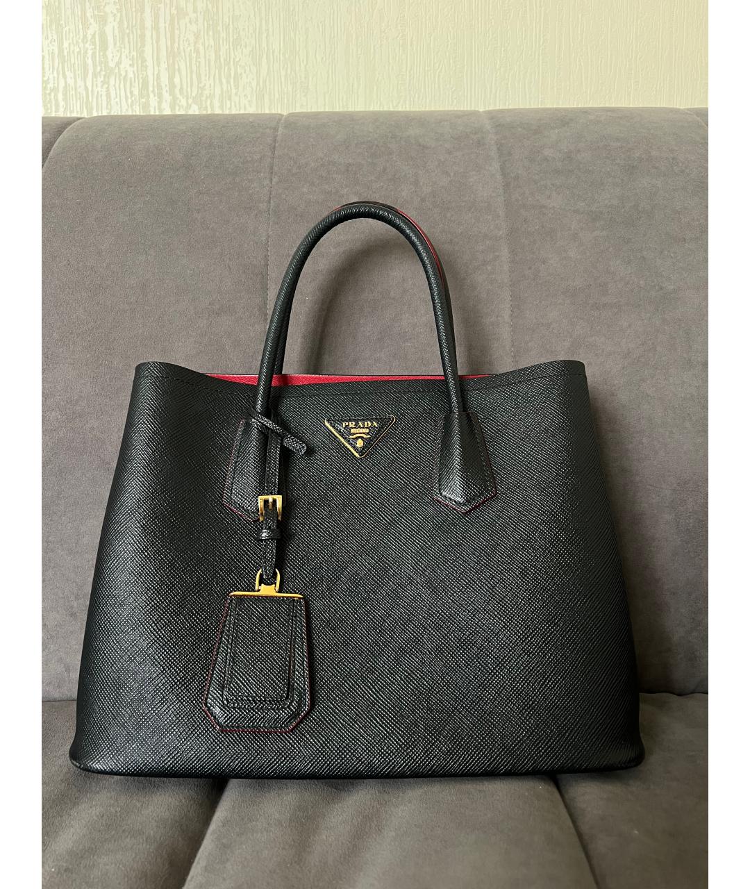 PRADA Черная кожаная сумка тоут, фото 2