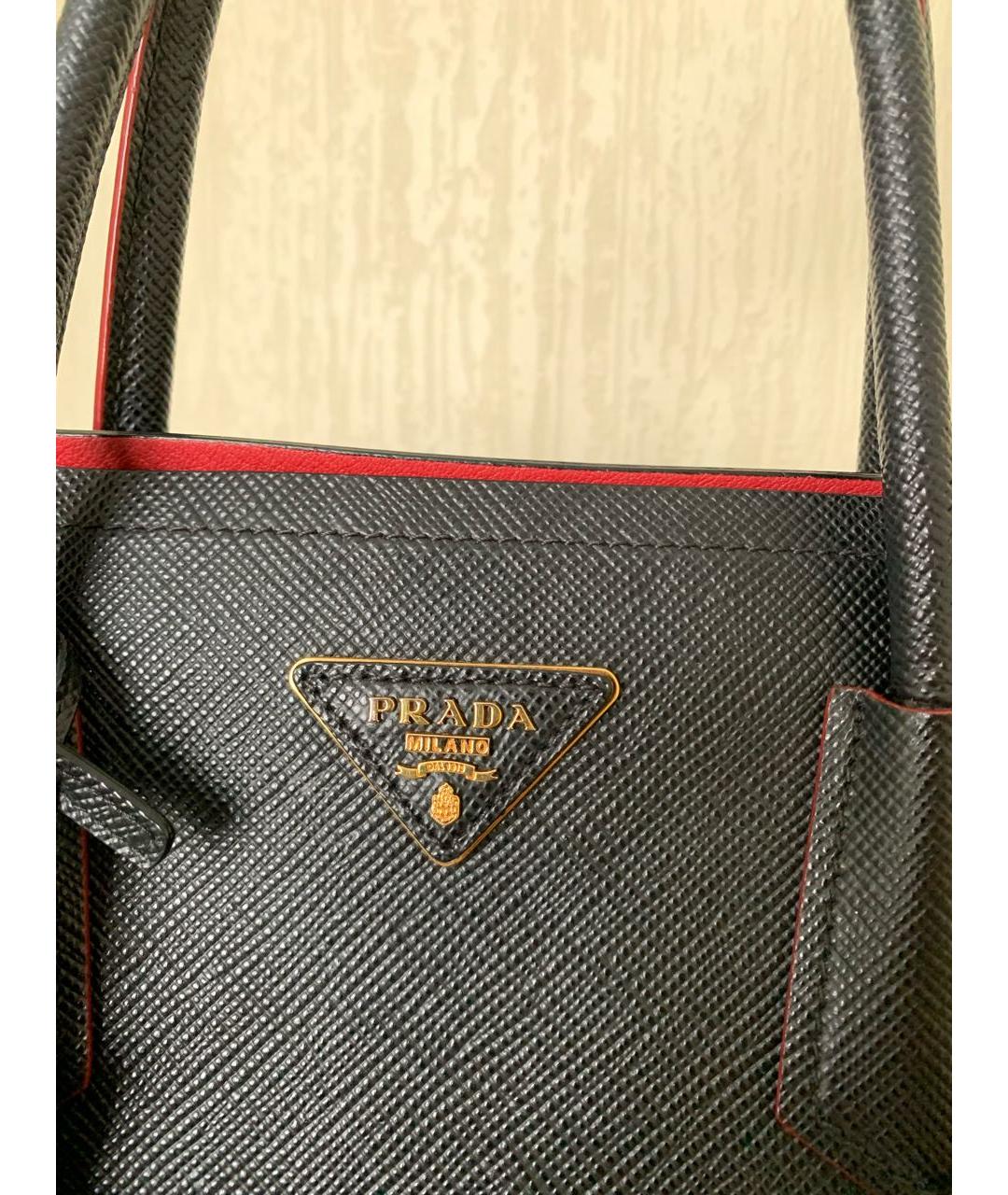 PRADA Черная кожаная сумка тоут, фото 8