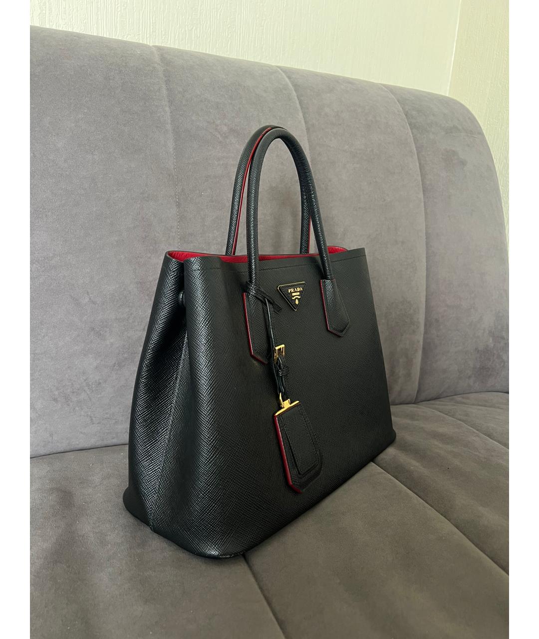 PRADA Черная кожаная сумка тоут, фото 3