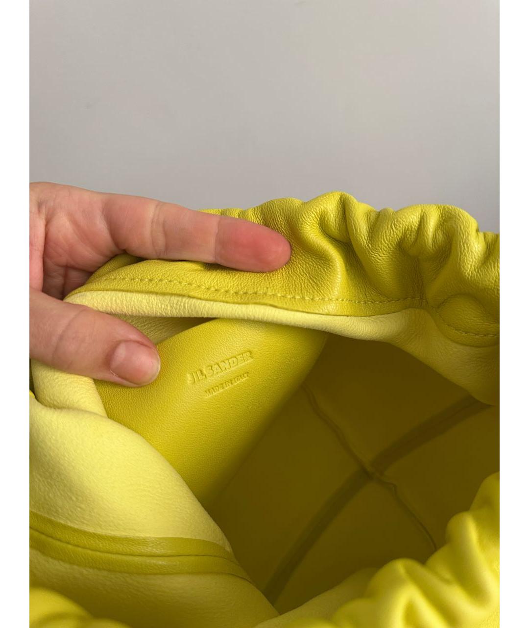 JIL SANDER Желтая кожаная сумка через плечо, фото 7