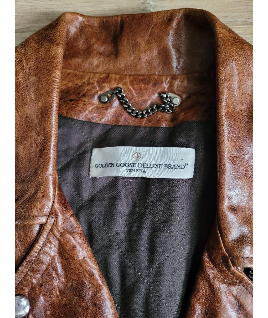 GOLDEN GOOSE DELUXE BRAND Коричневая кожаная куртка, фото 3
