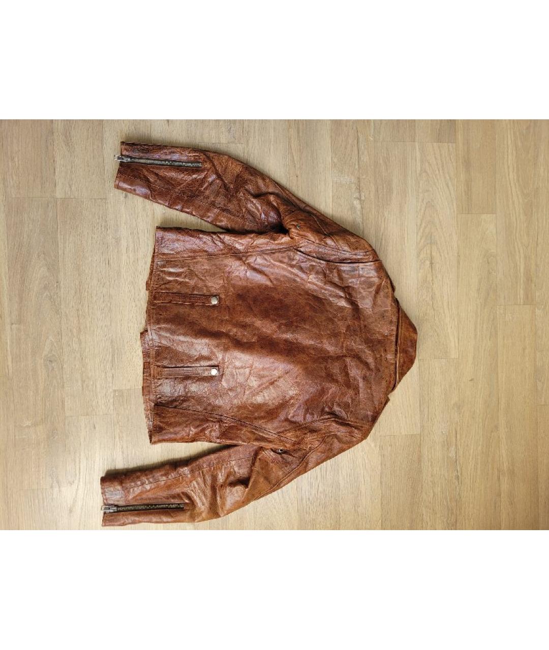 GOLDEN GOOSE DELUXE BRAND Коричневая кожаная куртка, фото 2