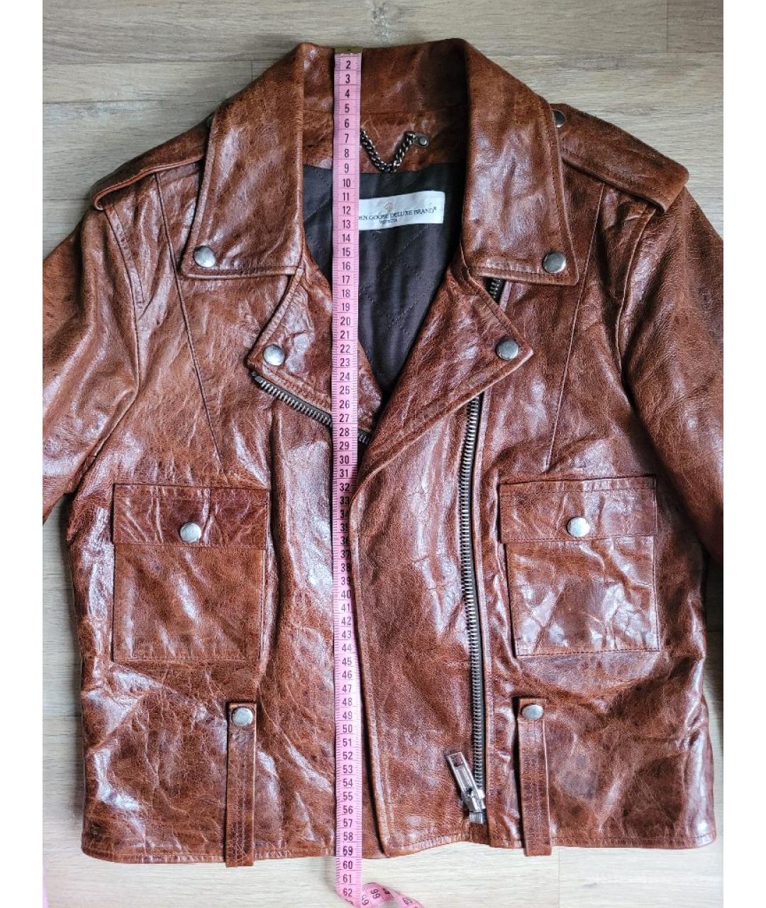 GOLDEN GOOSE DELUXE BRAND Коричневая кожаная куртка, фото 5