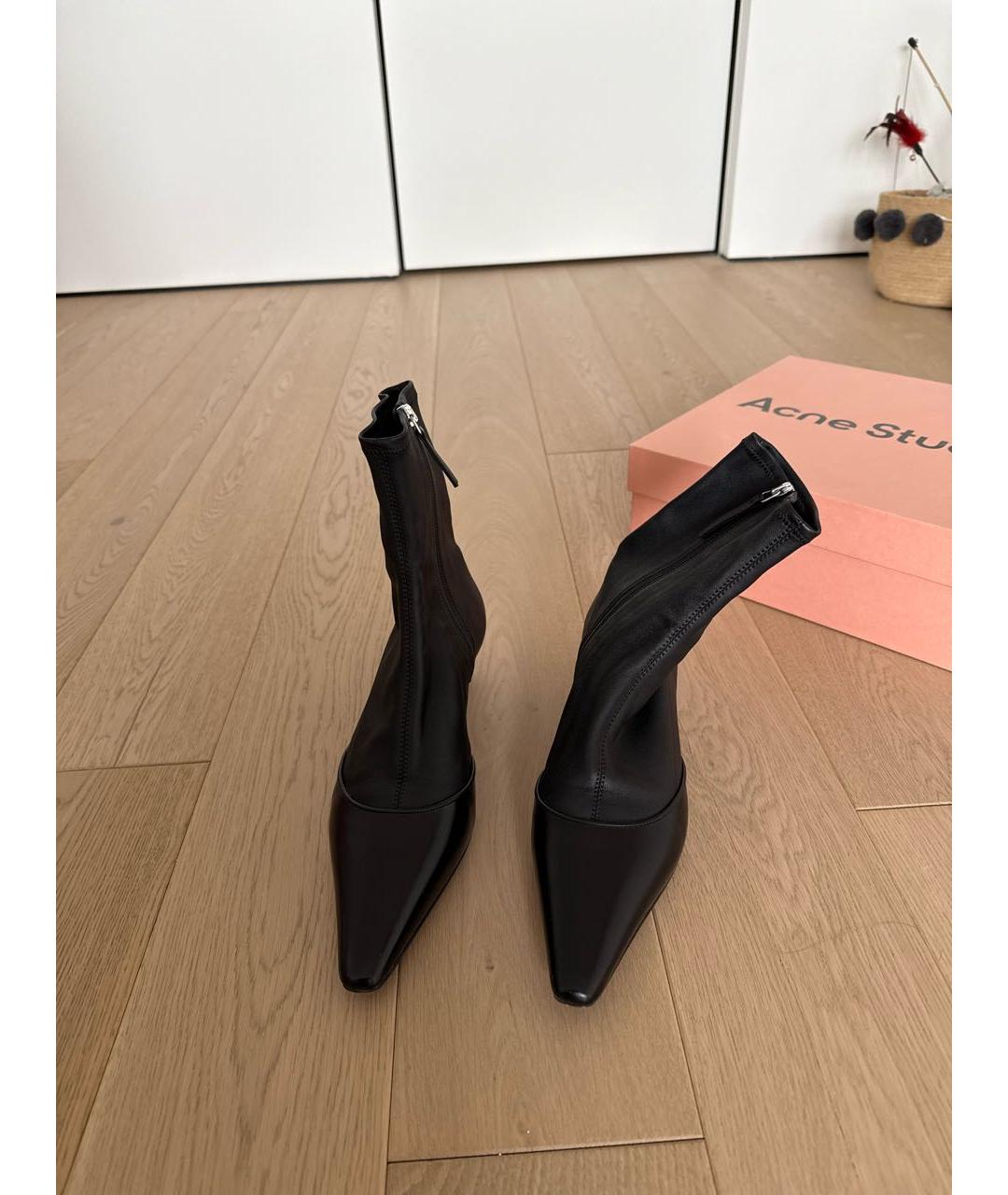 ACNE STUDIOS Черные кожаные ботильоны, фото 2