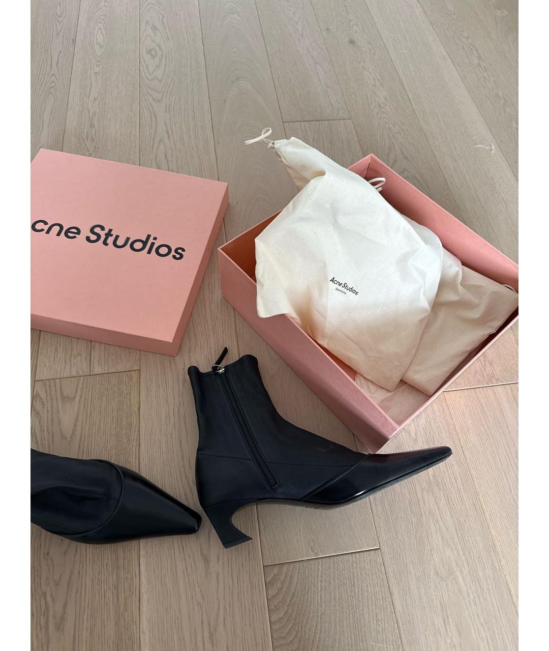 ACNE STUDIOS Черные кожаные ботильоны, фото 6