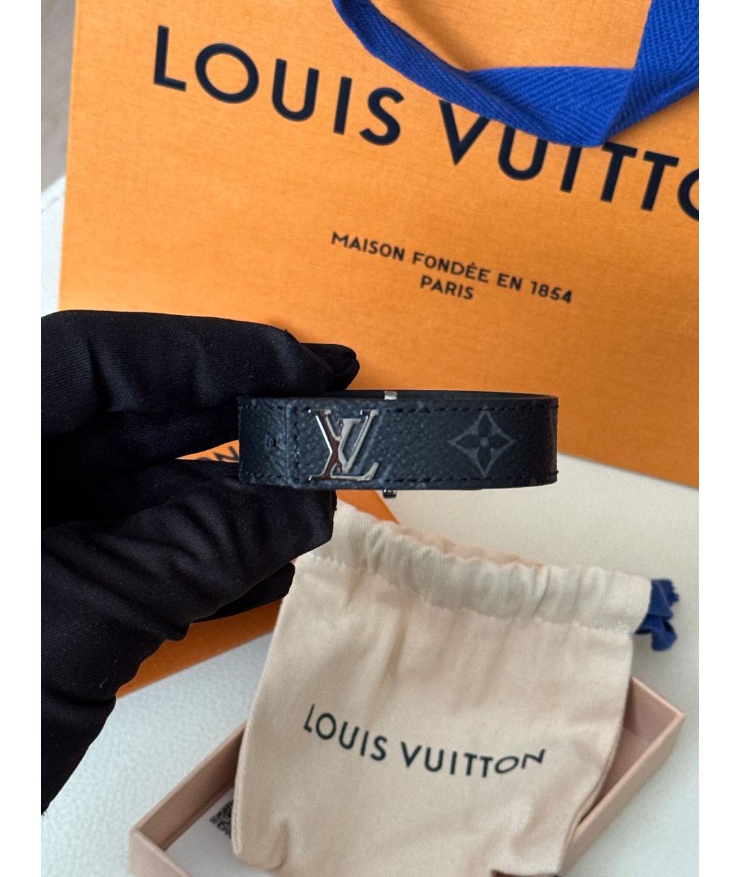 LOUIS VUITTON Черный кожаный браслет, фото 2