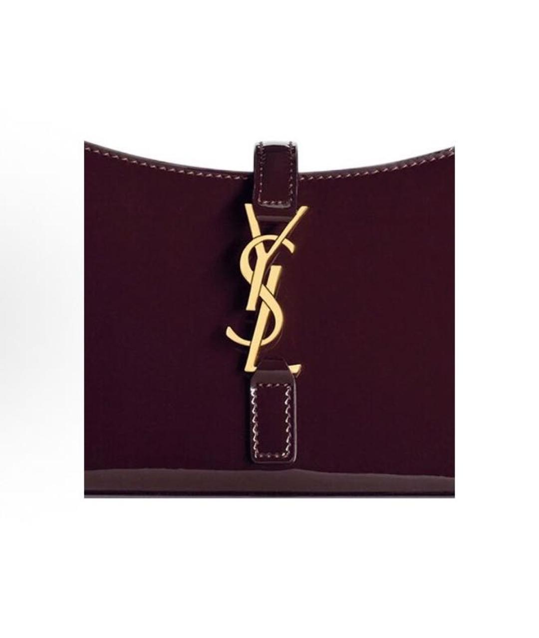 SAINT LAURENT Бордовая кожаная сумка через плечо, фото 5