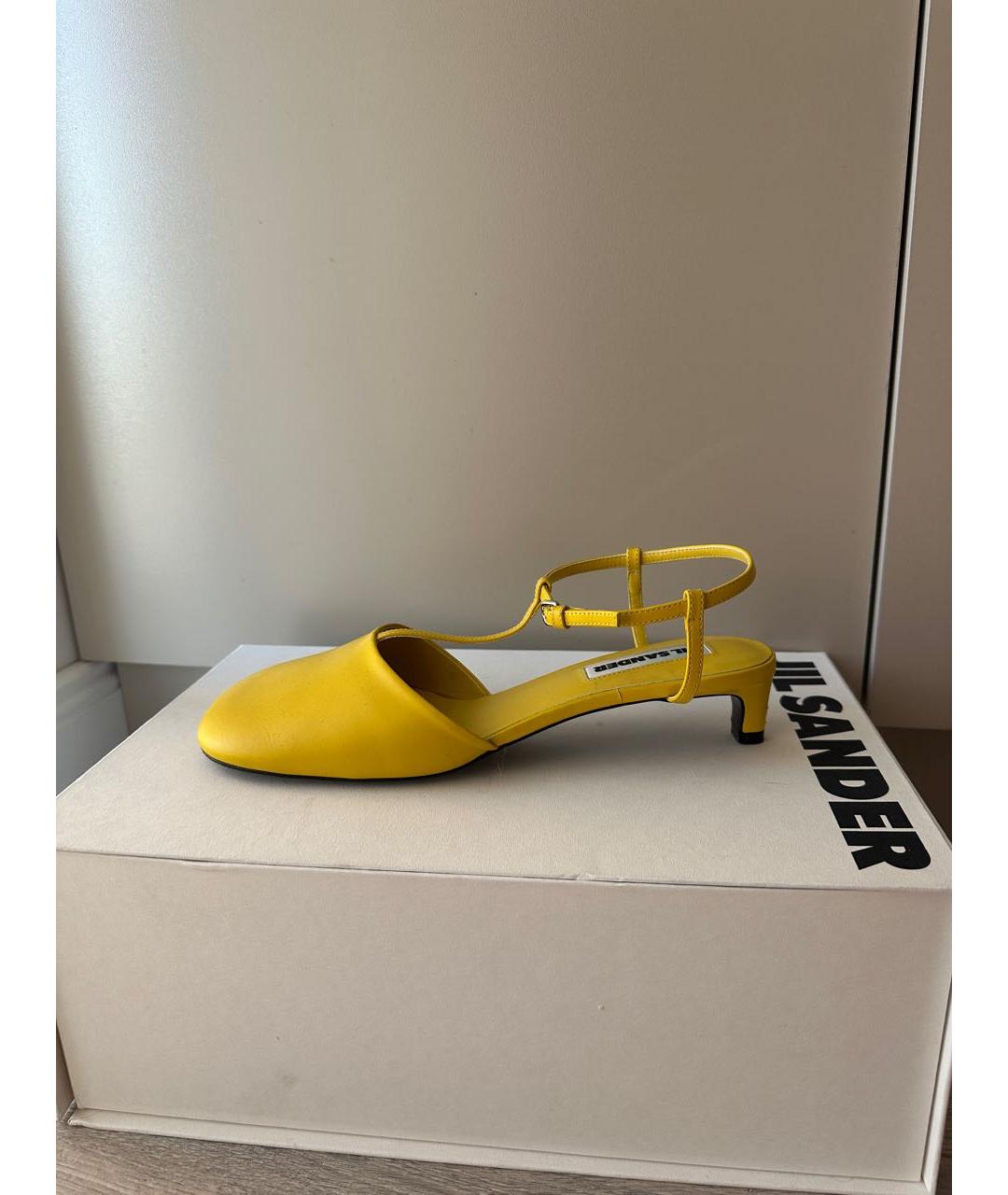 JIL SANDER Желтые кожаные туфли, фото 7