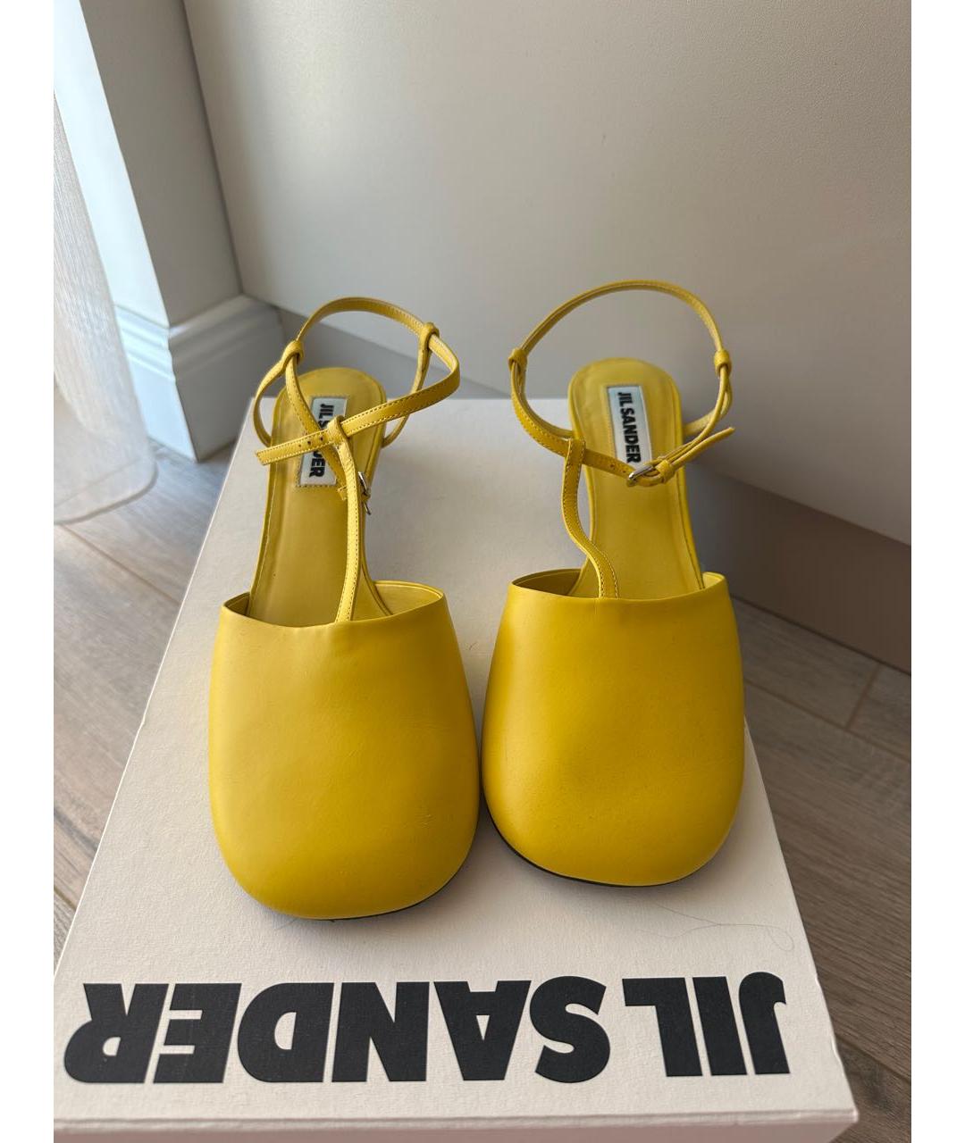 JIL SANDER Желтые кожаные туфли, фото 2