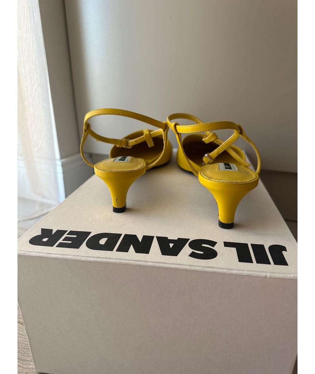 JIL SANDER Желтые кожаные туфли, фото 4