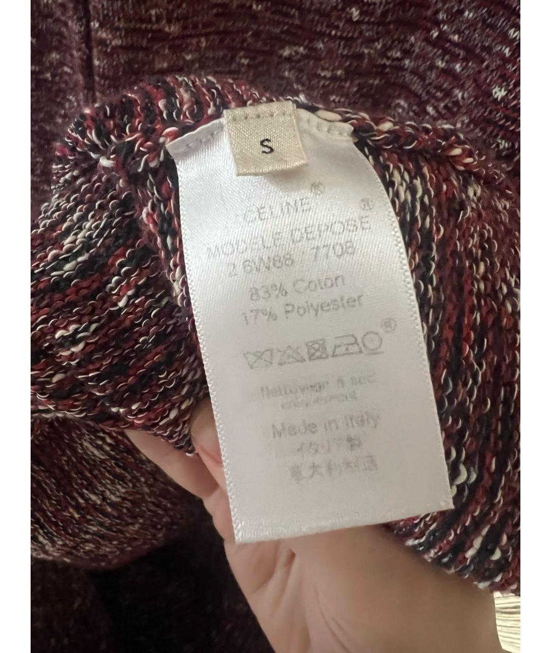 CELINE Бордовое хлопковое повседневное платье, фото 3