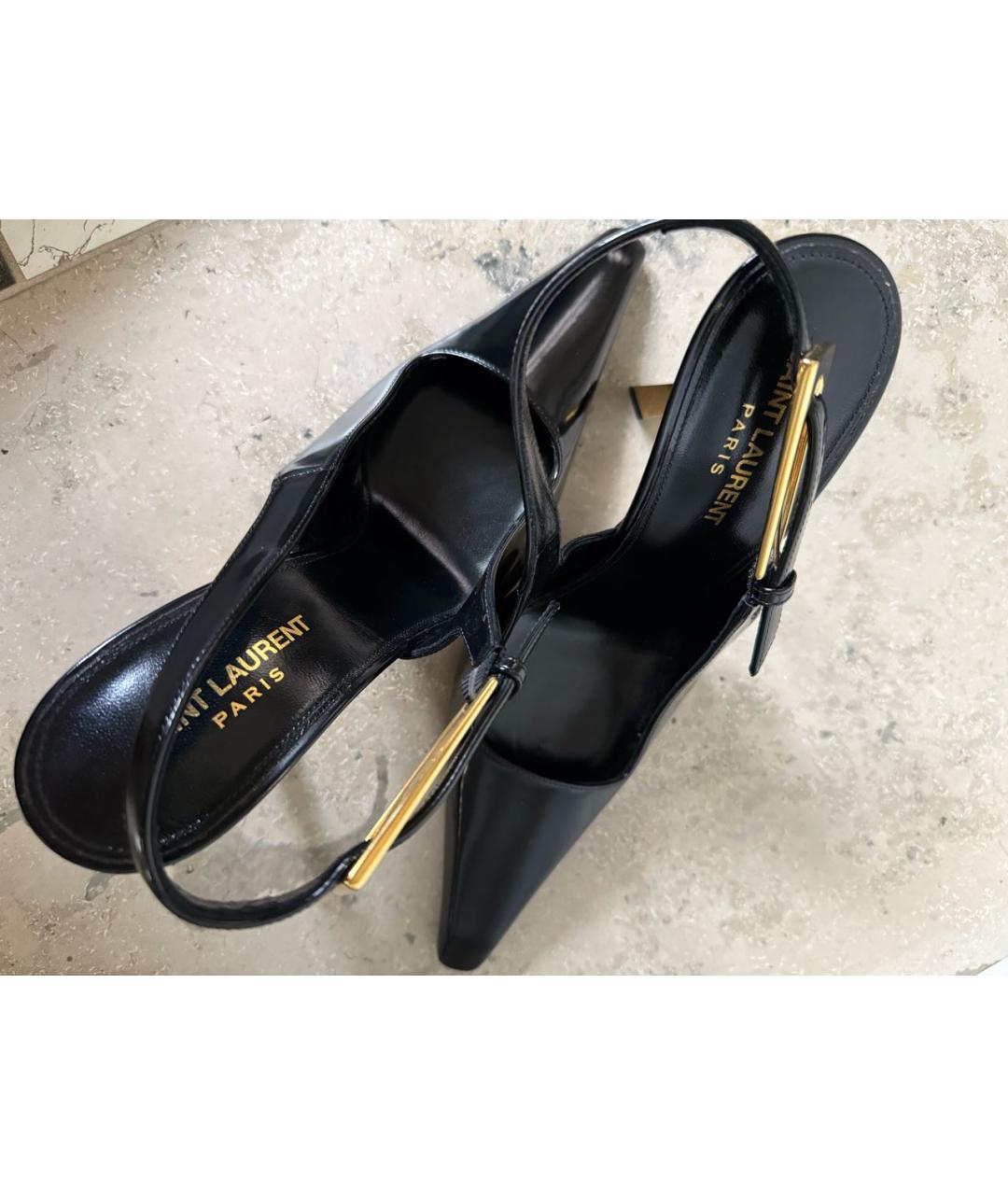 SAINT LAURENT Черные туфли из лакированной кожи, фото 3