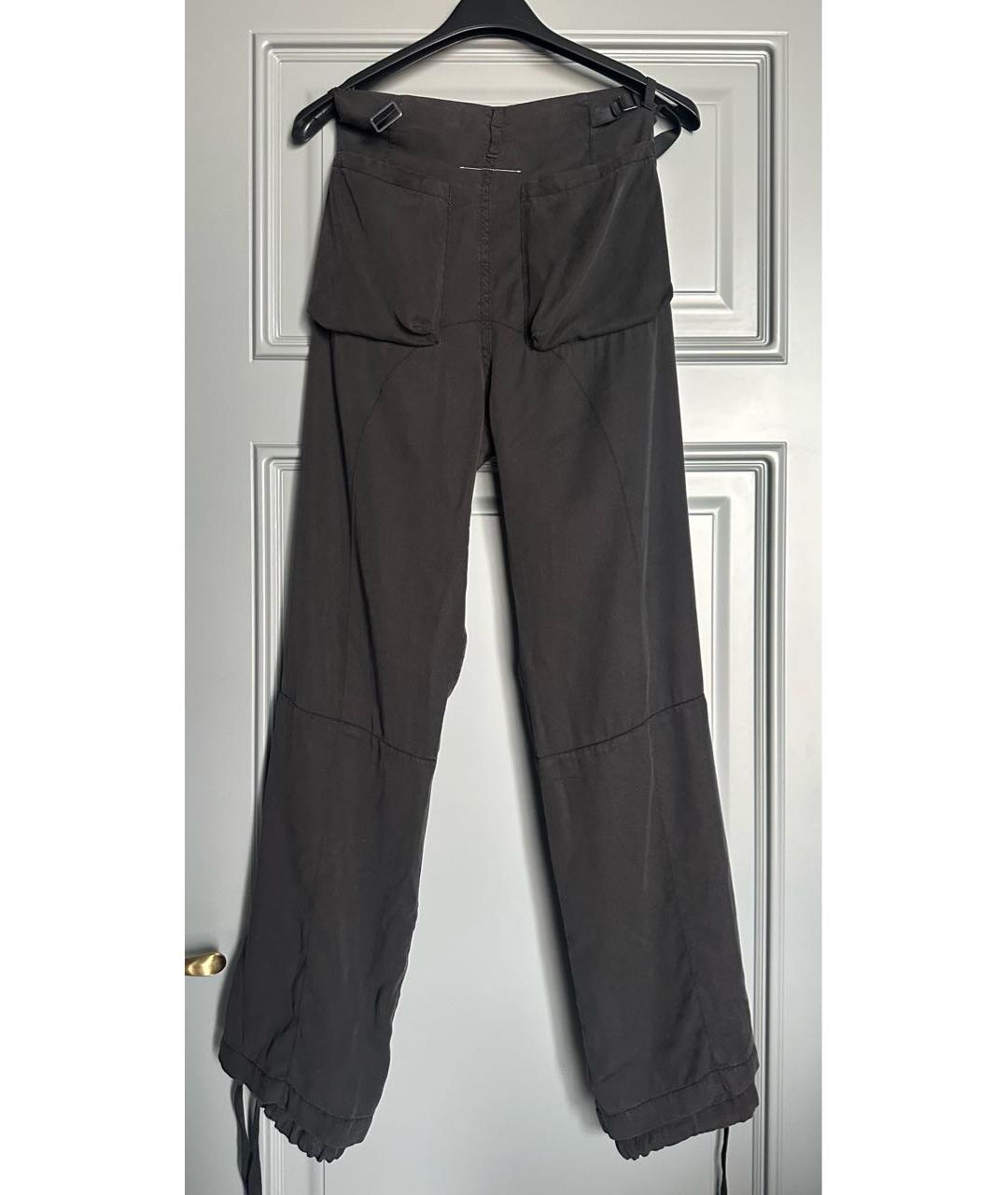 MM6 MAISON MARGIELA Антрацитовые синтетические прямые брюки, фото 2