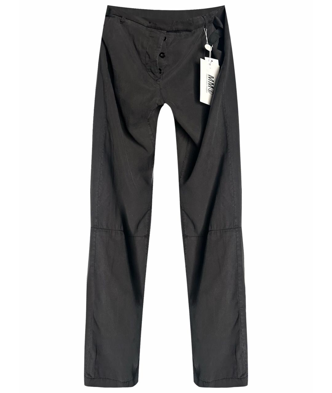 MM6 MAISON MARGIELA Антрацитовые синтетические прямые брюки, фото 1