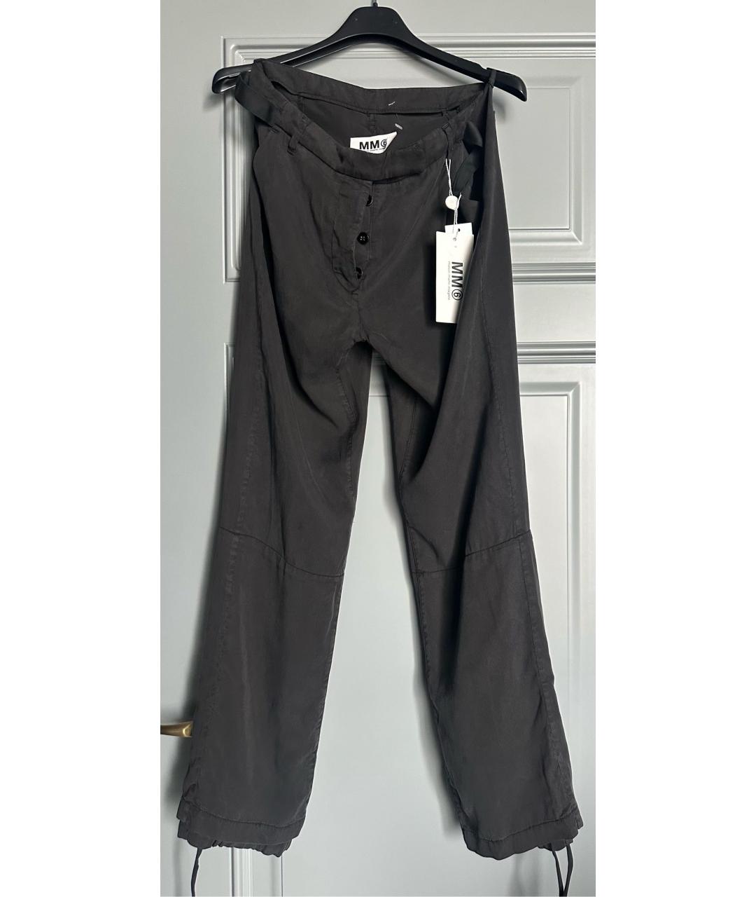 MM6 MAISON MARGIELA Антрацитовые синтетические прямые брюки, фото 5