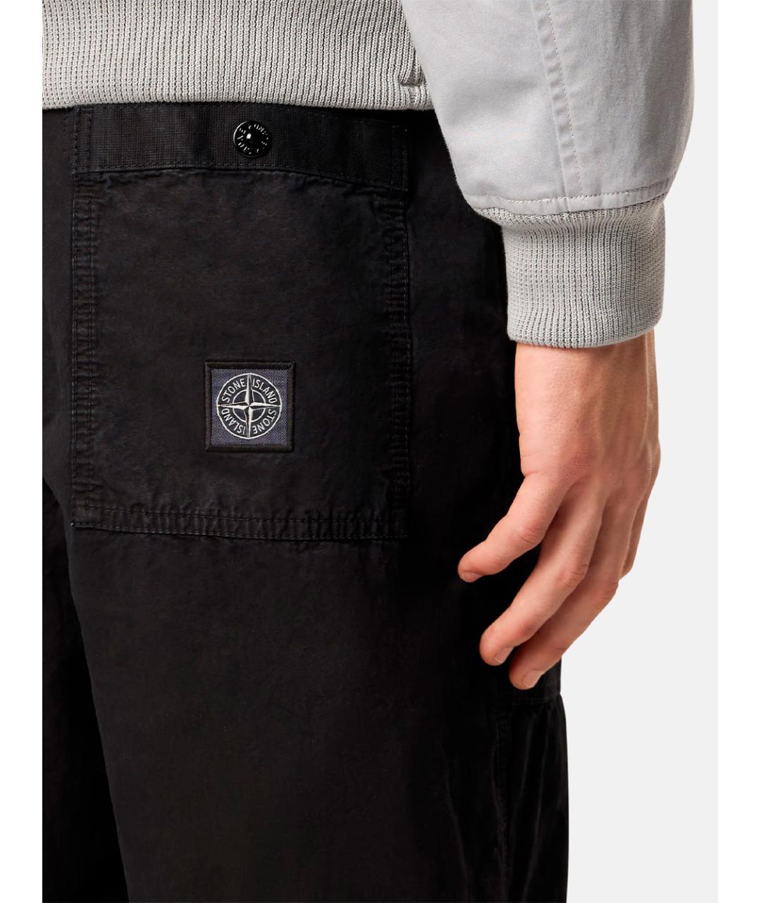 STONE ISLAND Черные хлопковые повседневные брюки, фото 5