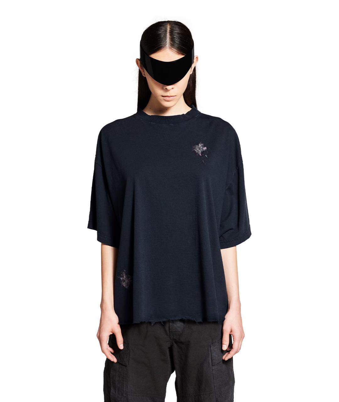 BALENCIAGA Черная хлопковая футболка, фото 2