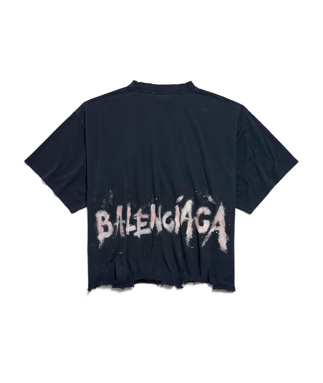 BALENCIAGA Черная хлопковая футболка, фото 3