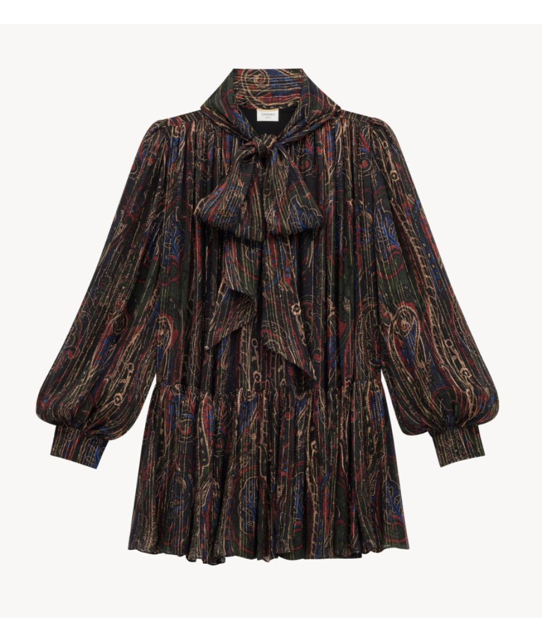SAINT LAURENT Мульти шелковое повседневное платье, фото 6