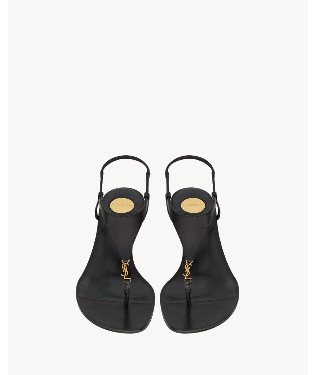 SAINT LAURENT Черные кожаные босоножки, фото 2
