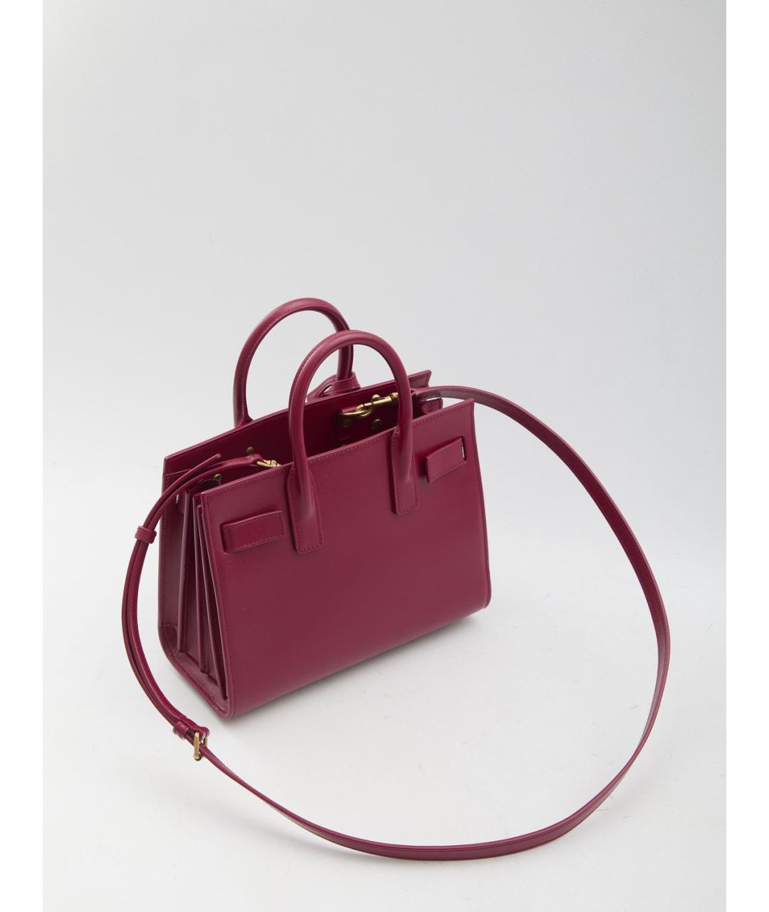 SAINT LAURENT Красная кожаная сумка с короткими ручками, фото 3