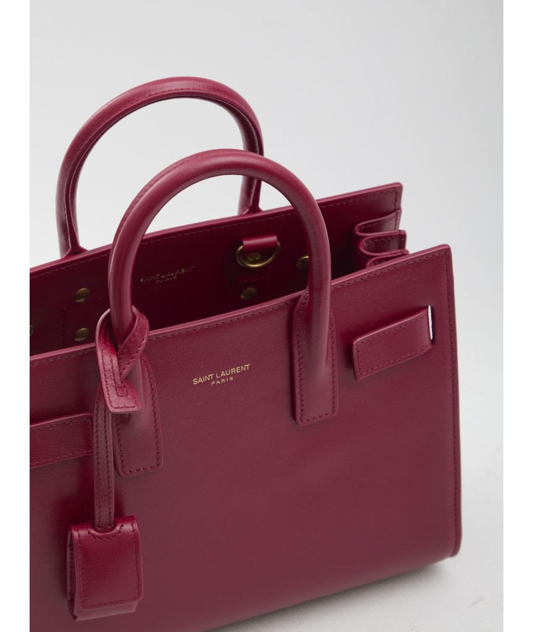 SAINT LAURENT Красная кожаная сумка с короткими ручками, фото 2