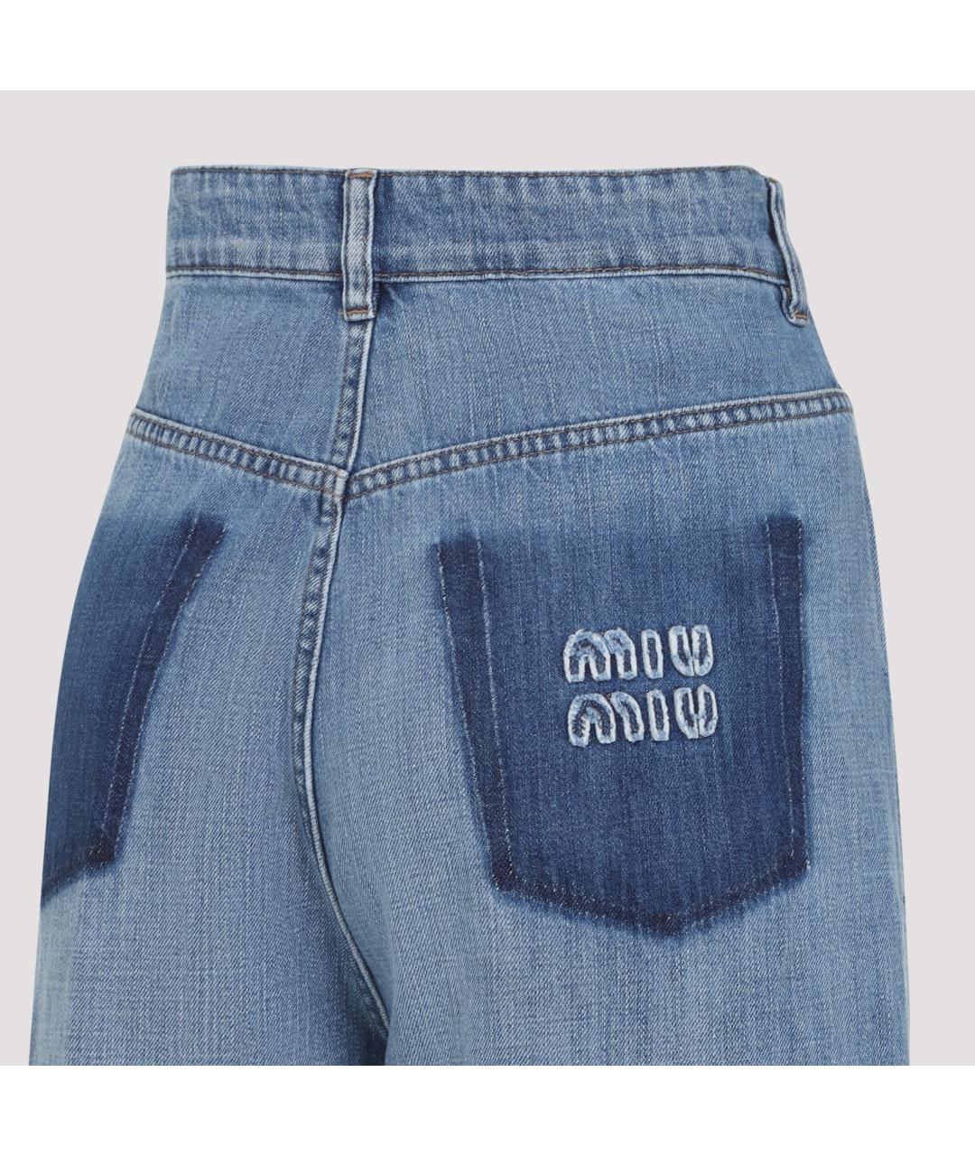 MIU MIU Голубые хлопковые прямые джинсы, фото 4