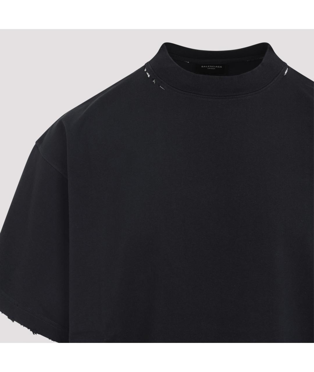 BALENCIAGA Черная хлопковая футболка, фото 4