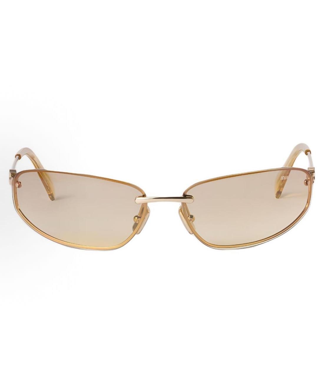 MIU MIU Золотые солнцезащитные очки, фото 1