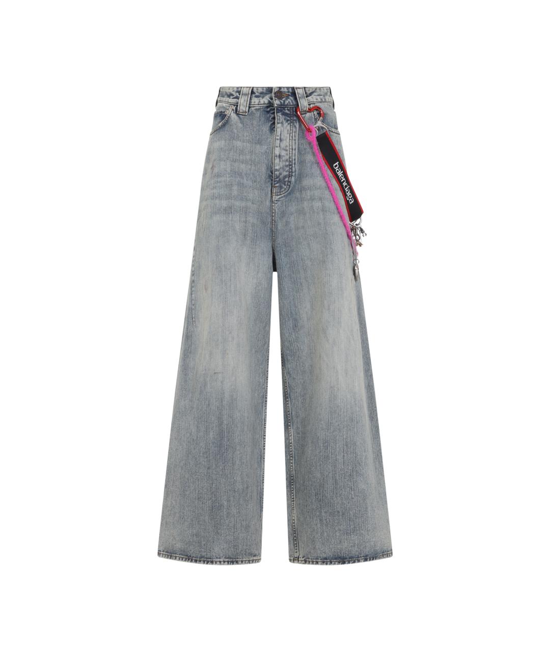 BALENCIAGA Голубые хлопковые прямые джинсы, фото 1