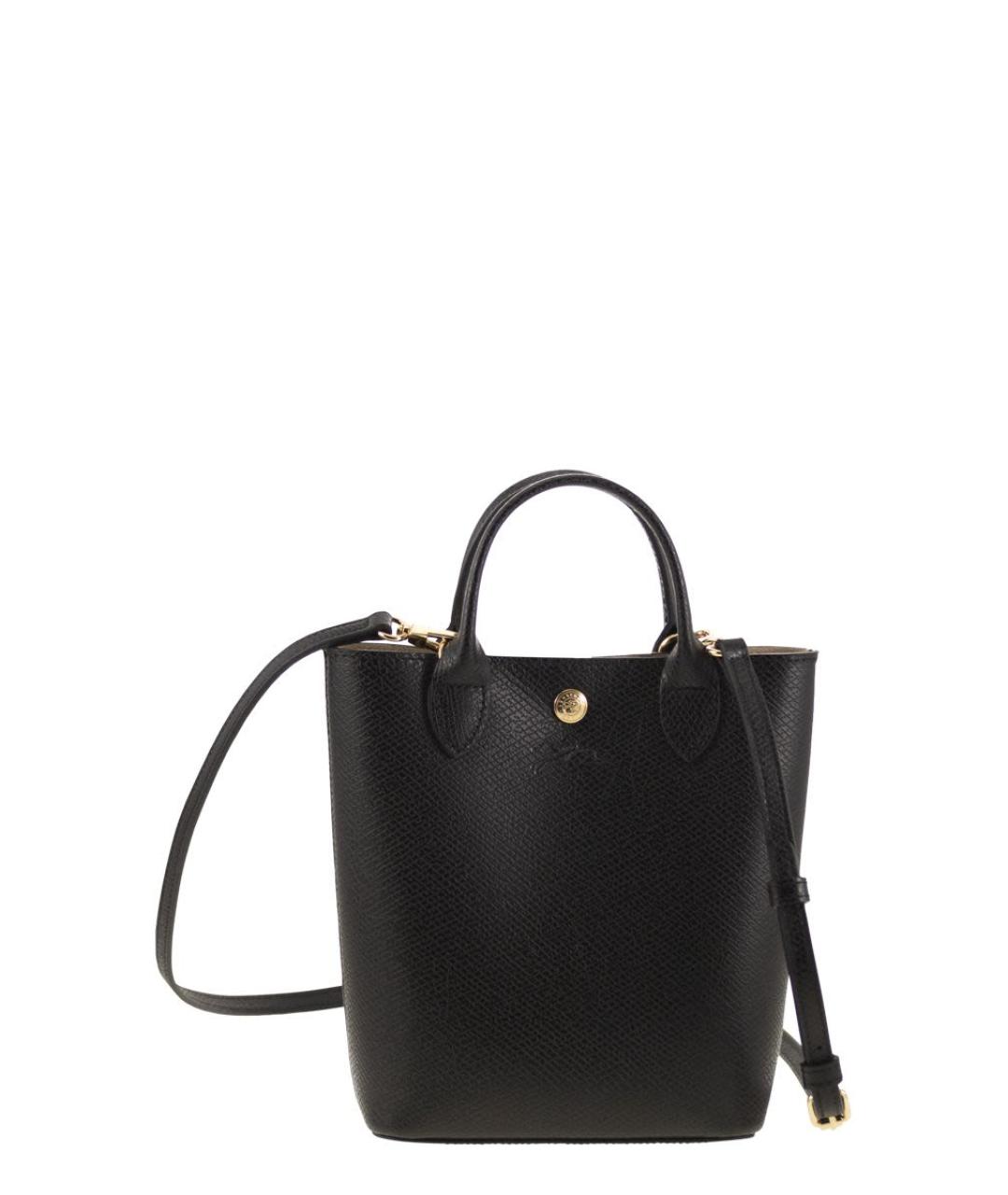 LONGCHAMP Черная кожаная сумка тоут, фото 1