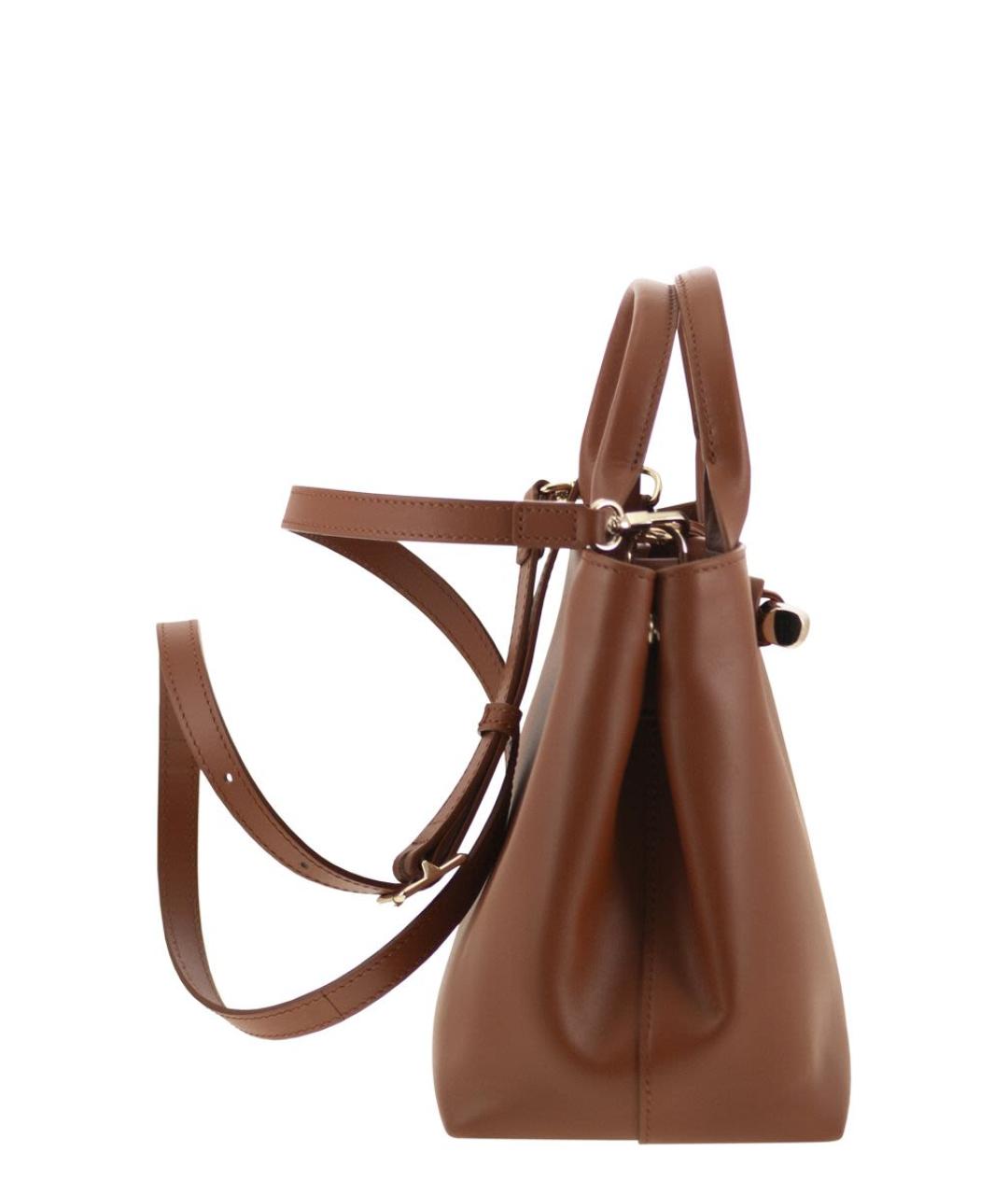LONGCHAMP Коричневая кожаная сумка с короткими ручками, фото 3