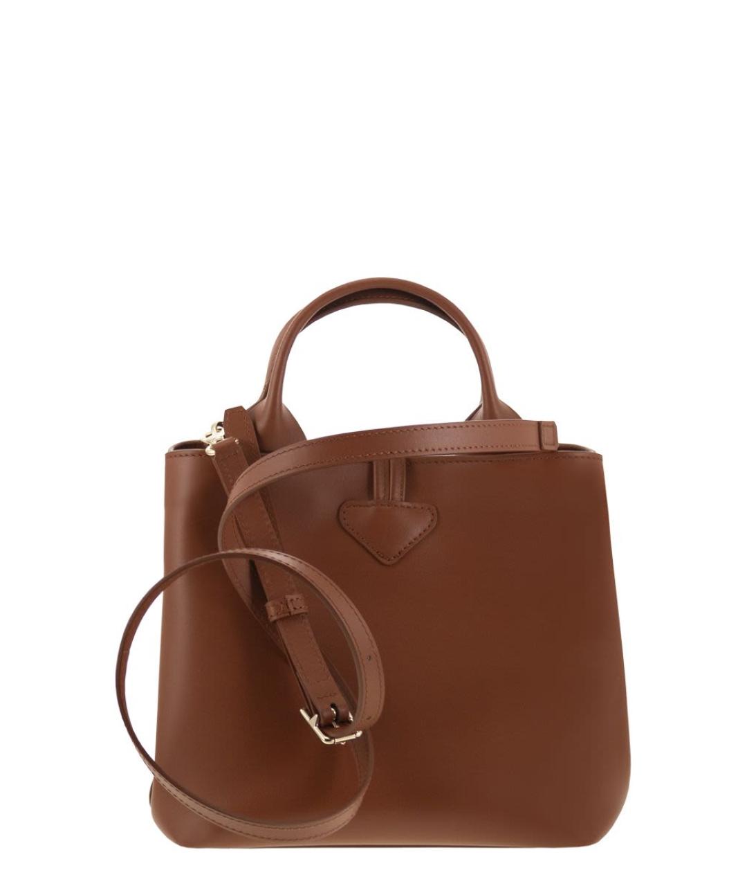 LONGCHAMP Коричневая кожаная сумка с короткими ручками, фото 2