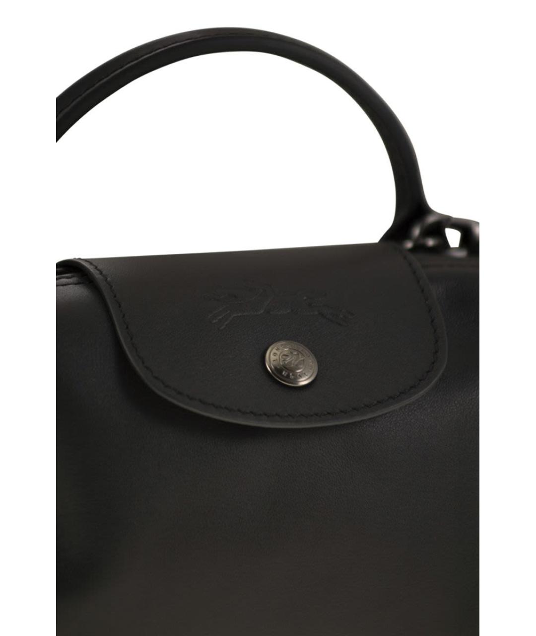 LONGCHAMP Черная кожаная сумка тоут, фото 5