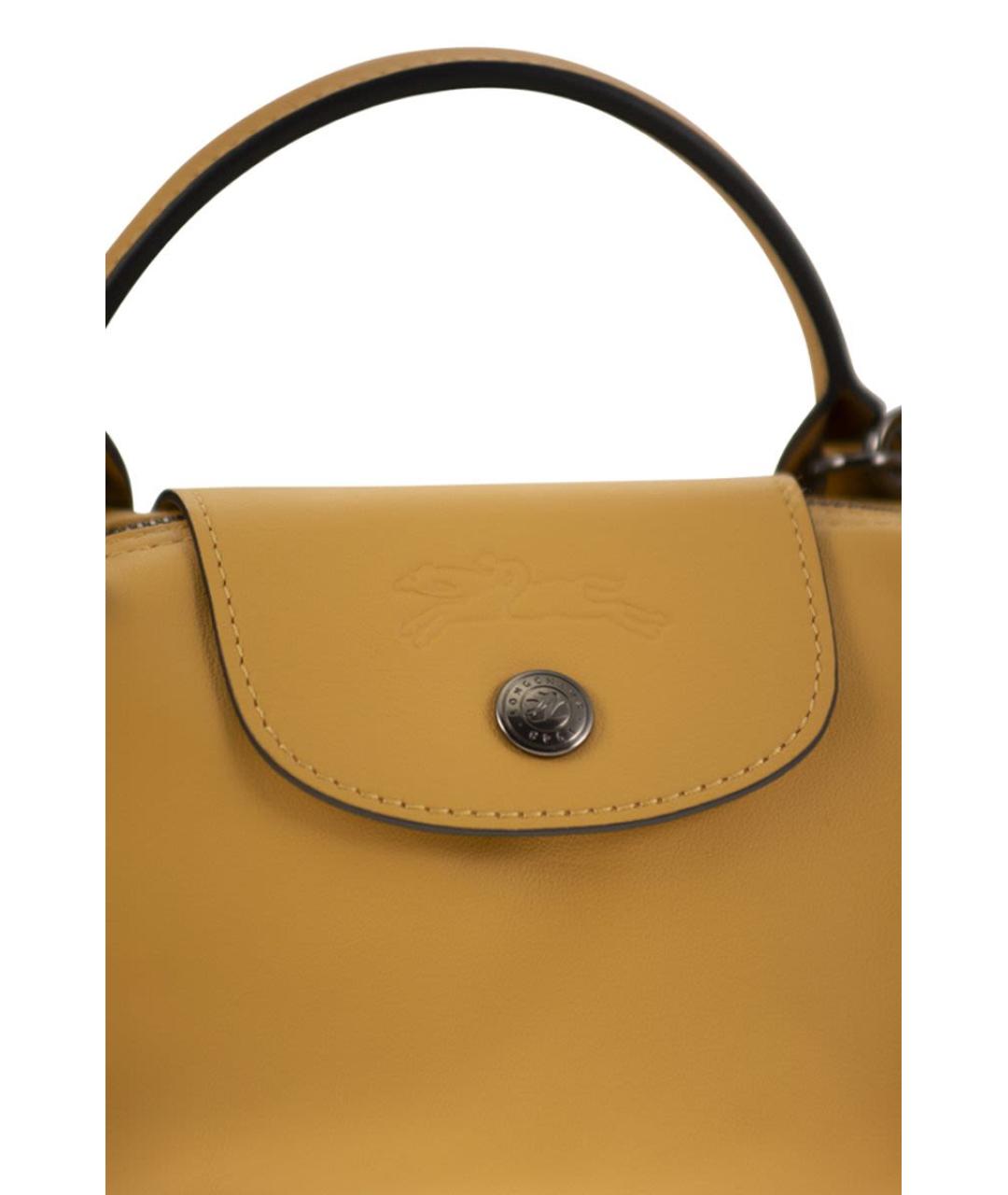 LONGCHAMP Горчичная кожаная сумка тоут, фото 5