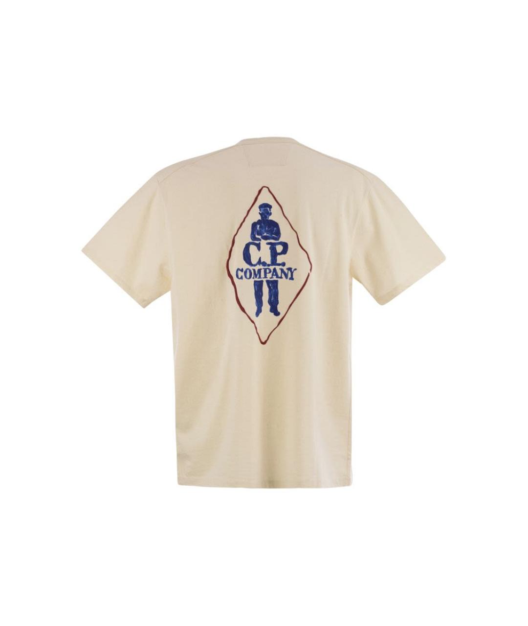 CP COMPANY Бежевая хлопковая футболка, фото 2