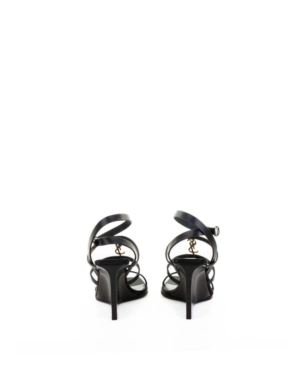 SAINT LAURENT Черные кожаные босоножки, фото 3